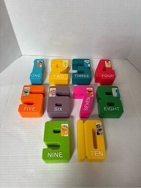 Vintage Sesame Street Large 4.5" NUMBER BLOCKS Set 1-10 Jim Henson Tyco 1990’s